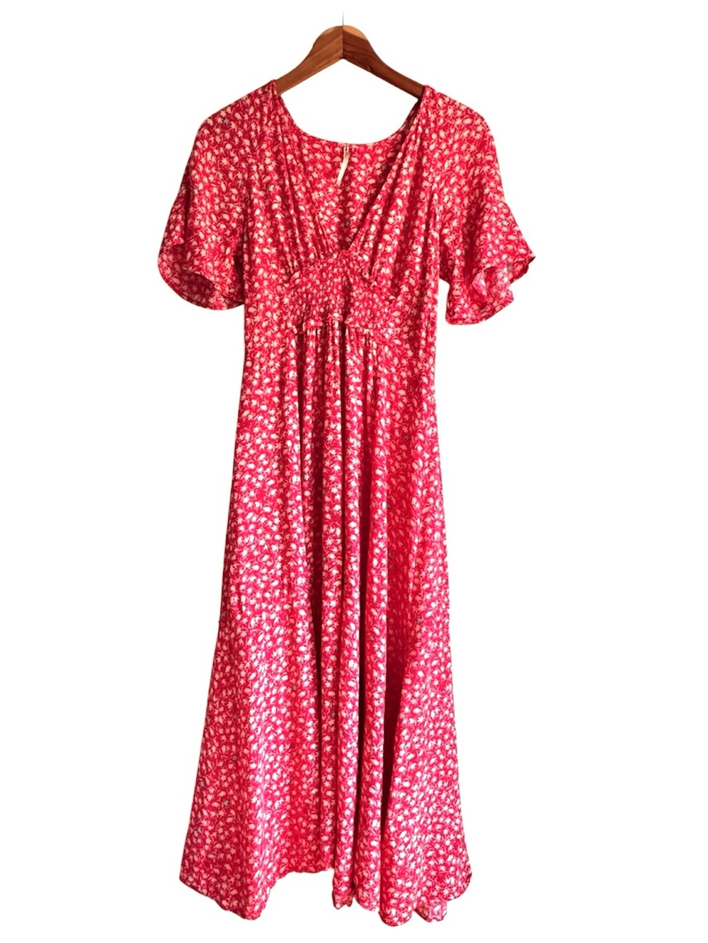 Free People Red Floral In Full Bloom Midi Dress